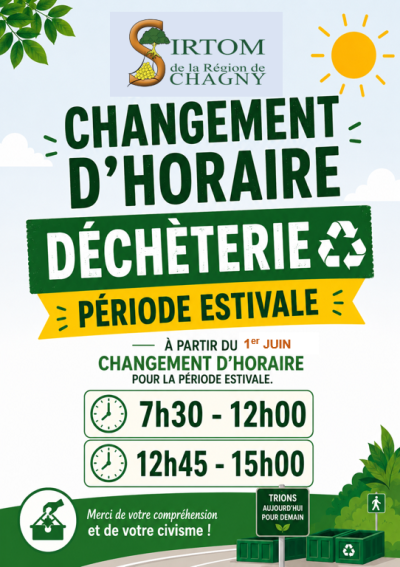 Nouveaux horaires déchèterie